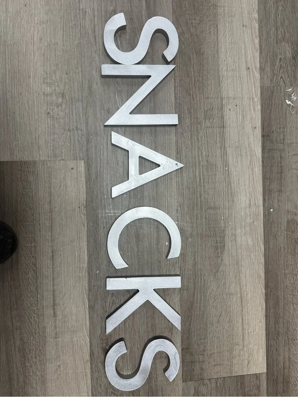 Silver SNACKS Wall Word Decor - Modern Metallic Kitchen Accent